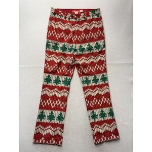 Shinesty Dress Pants Mens 30x31 Red Christmas Fair Isle Tree Print Holiday Lined
